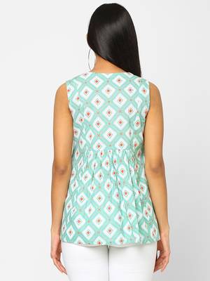 Green printed cotton cotton-tops 2