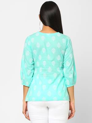Blue printed cotton cotton-tops 2