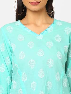 Blue printed cotton cotton-tops 5