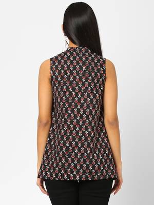 Black printed cotton cotton-tops 2