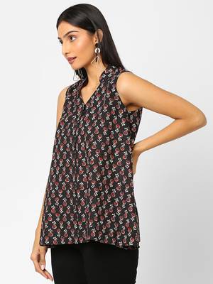 Black printed cotton cotton-tops 4