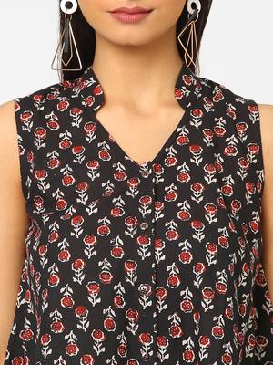 Black printed cotton cotton-tops 5