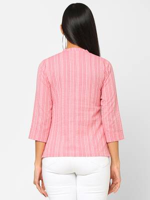 Pink woven cotton cotton-tops 2