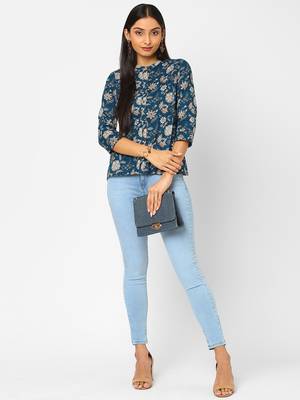 Blue printed cotton cotton-tops 1