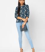 Blue printed cotton cotton-tops