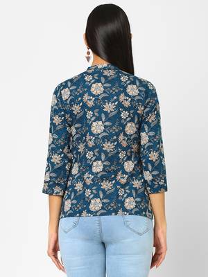 Blue printed cotton cotton-tops 2