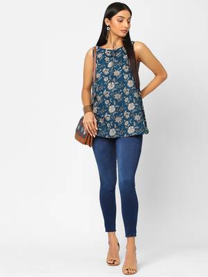 Blue printed cotton cotton-tops 1