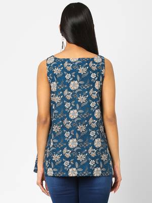 Blue printed cotton cotton-tops 2