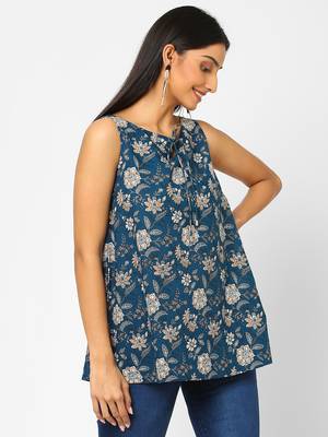 Blue printed cotton cotton-tops 3