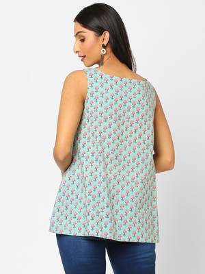 Blue printed cotton cotton-tops 2