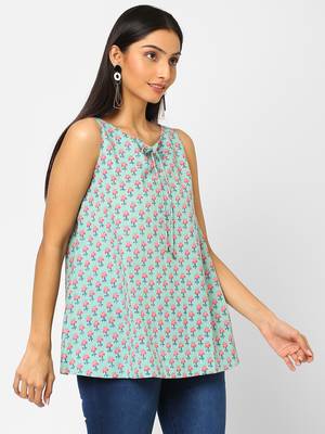 Blue printed cotton cotton-tops 3