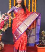 Red hand woven pure kanchipuram silk saree with blouse