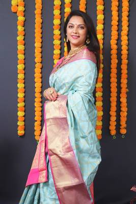 Multicolor
 hand woven pure kanchipuram silk saree with blouse 3