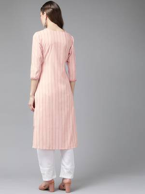 Peach embroidered cotton kurtas-and-kurtis 3