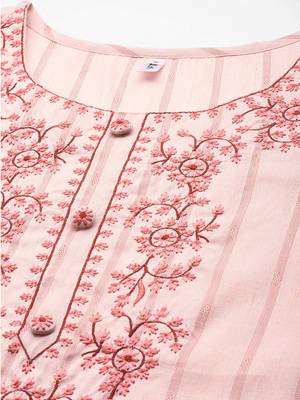 Peach embroidered cotton kurtas-and-kurtis 4