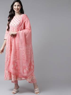 Pink embroidered cotton ethnic-kurtis 1