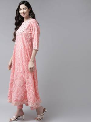 Pink embroidered cotton ethnic-kurtis 2