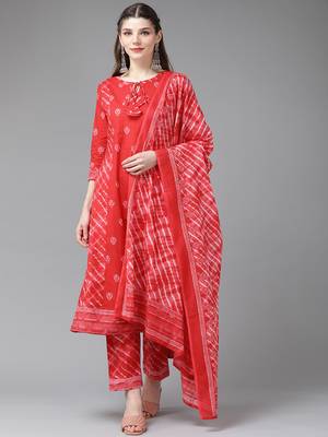 Red printed cotton ethnic-kurtis 1