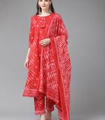 Red printed cotton ethnic-kurtis
