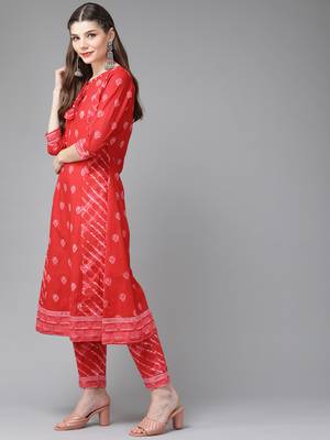 Red printed cotton ethnic-kurtis 2