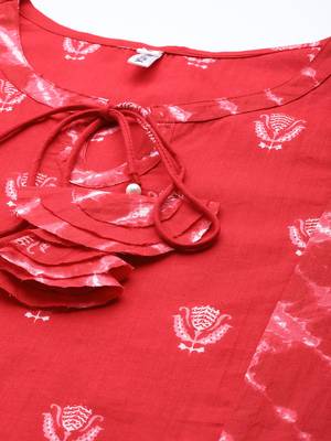 Red printed cotton ethnic-kurtis 4