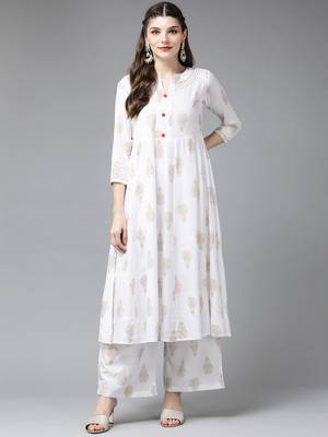 White printed rayon ethnic-kurtis 1