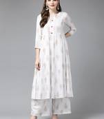 White printed rayon ethnic-kurtis
