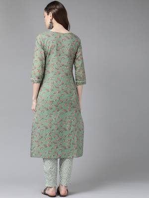 Green printed cotton ethnic-kurtis 3