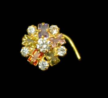 Designer Gold diamond nosering or nosepin 1