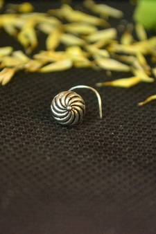 Silver Designer oxidised nosering or Oxidized nosepin