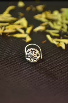 Silver Designer oxidised nosering or Oxidized nosepin