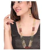 10 Lines Indian Royal Premium Pearl Chain Multi Layered Necklace set with Matching Earrings