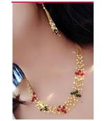 Indian Royal Premium Pearl Chain Multi Layered Necklace set with Matching Earrings