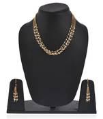 Indian Royal Premium Pearl Chain Multi Layered Necklace set with Matching Earrings