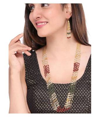 10 LINES Indian Royal Premium Pearl Chain Multi Layered Necklace set with Matching Earrings 2