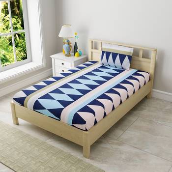 MNP Collection Multi Rectangle Printed Single Fitted bedsheet / 72 X 78 X 6 inch 1