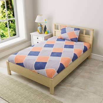 MNP Collection Multi Check Printed Single Fitted Bedsheet / 72 X 78 X 6 inch 1