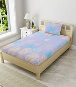 MNP Collection Grey Color Single Fitted Bedsheet Mulit Leaves / 72 X 78 X 6 inch