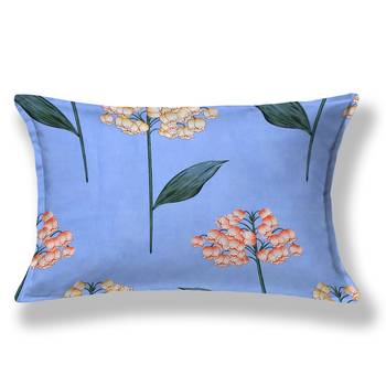 MNP Collection Single Fitted Bedsheet Sky Blue Leaves Print  / 72 X 78 X 6 inch 2
