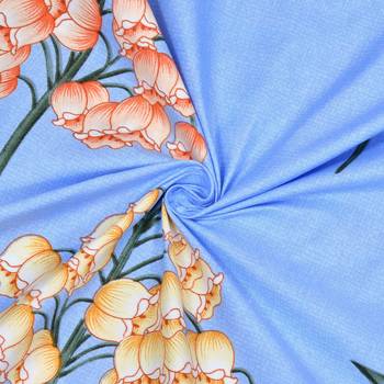 MNP Collection Single Fitted Bedsheet Sky Blue Leaves Print  / 72 X 78 X 6 inch 3