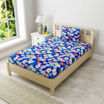 MNP Collection Single Fitted Bedsheet blue small floral  / 72 X 78 X 6 inch 1