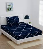 MNP Collection fitted single bedsheet navy blue lining  / 72 X 78 X 6 inch