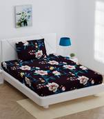 MNP Collection Fitted Single Bedsheet Brown Color with white Flowers