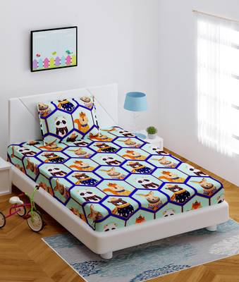 MNP Collection Fitted Single Bedsheet Multi Funny Cat Face Printed Bedsheet 1