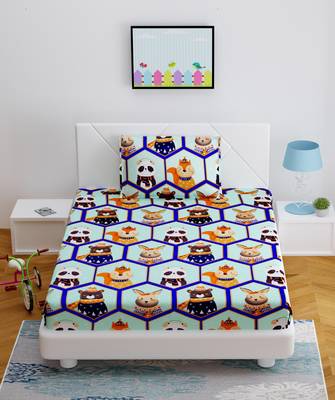 MNP Collection Fitted Single Bedsheet Multi Funny Cat Face Printed Bedsheet 2
