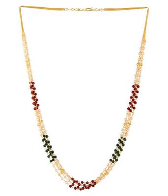 Indian Royal Premium Pearl Chain Multi Layered Necklace set with Matching Earrings 4
