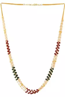 Indian Royal Premium Pearl Chain Multi Layered Necklace set with Matching Earrings