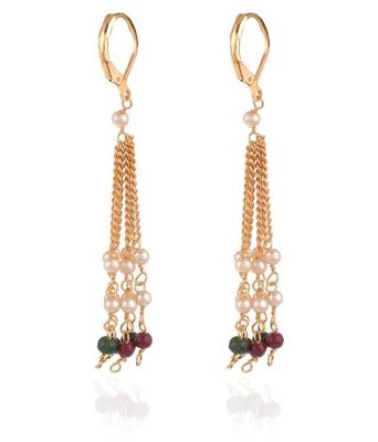 Indian Royal Premium Pearl Chain Multi Layered Necklace set with Matching Earrings 2