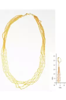 Indian Royal Premium Pearl Chain Multi Layered Necklace set with Matching Earrings