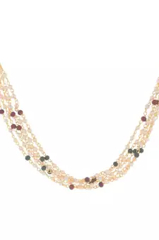 Indian Royal Premium Pearl Chain Multi Layered Necklace set with Matching Earrings